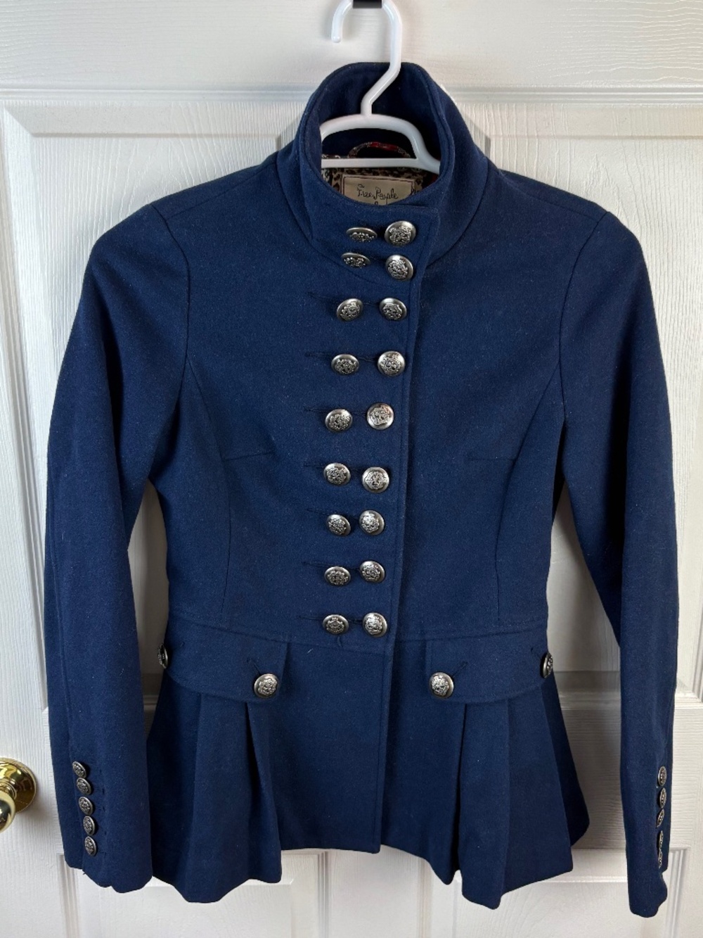 Free People Military Peplum Wool Pea Coat